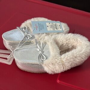 Cat & Jack Silver Faux-Fur Moccasin Slippers for Kids